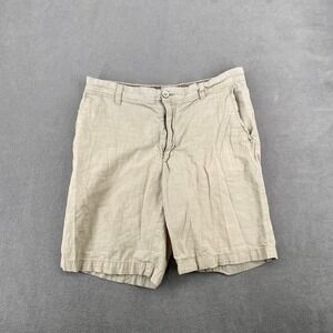 Van Heusen Mens Khaki Tan Flat Front Casual Shorts Size 32